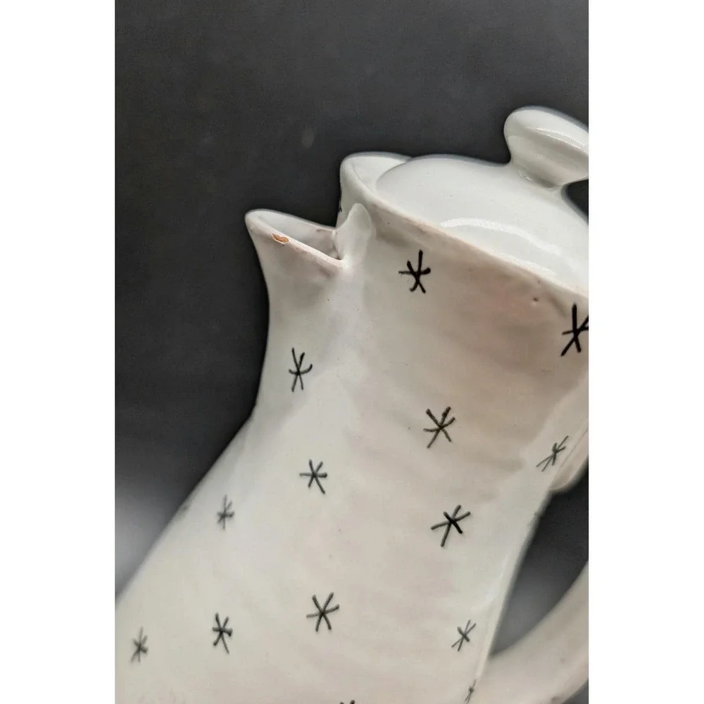 Vintage Raymor Italy Mid Century Modern Starburst Ceramic Coffee Pot Pitcher Lid